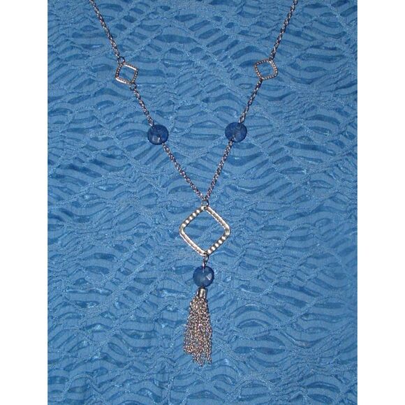 ALFRED DUNNER Blue Plus Sz 3X Textured Stretchy Removeable Mock Necklace Shirt - Picture 4 of 6